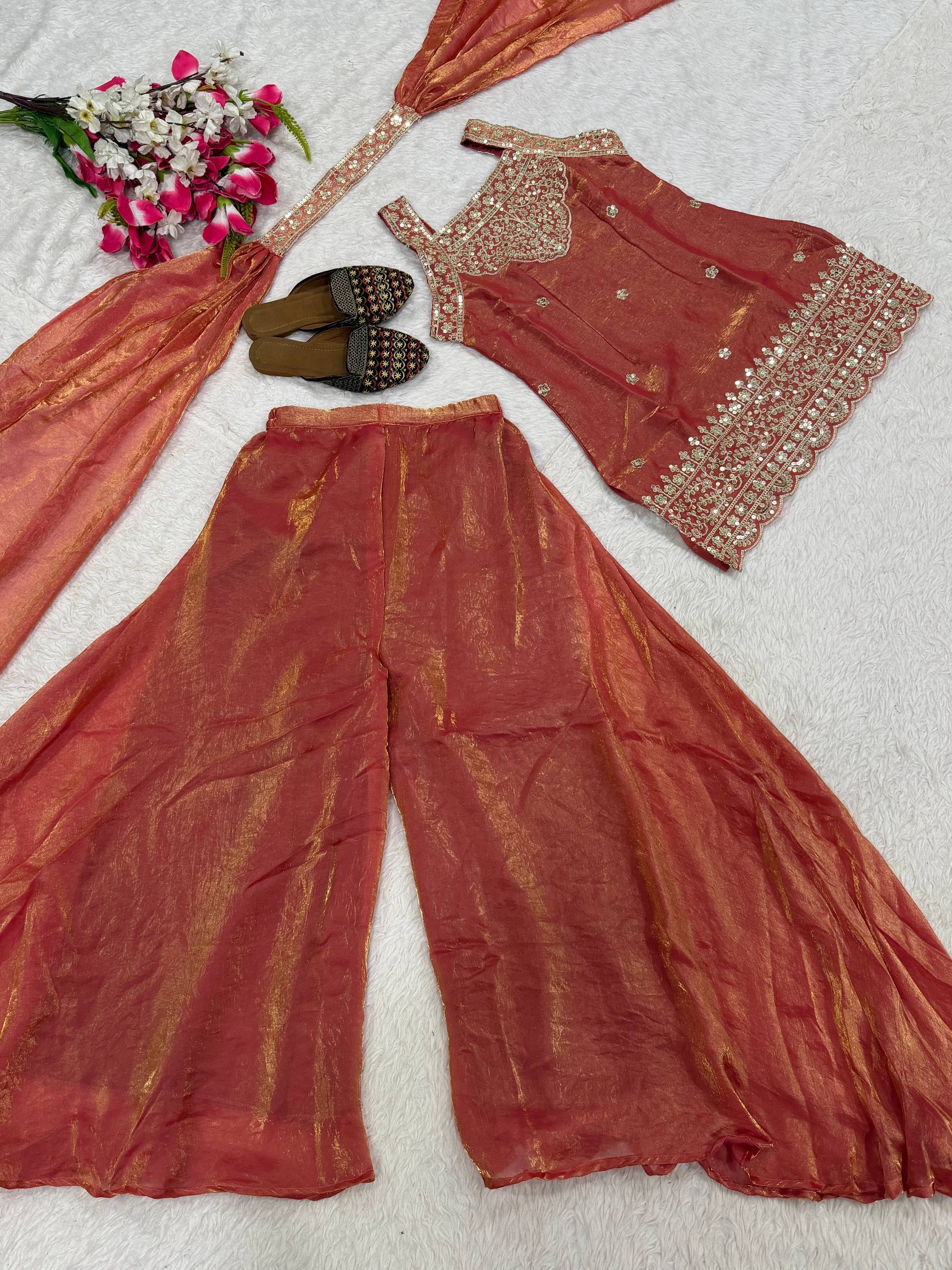 Radiant Flamingo Iridescent Palazzo Set